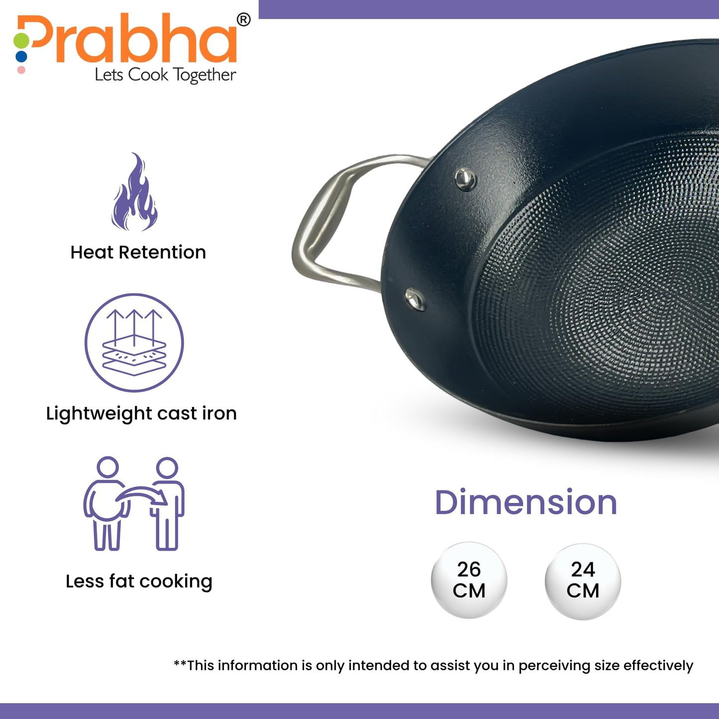Black Eisen Cast Iron Kadhai With Steel Handel