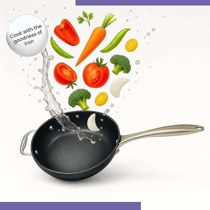 Black Eisen Cast Iron  Wok With Steel Handel