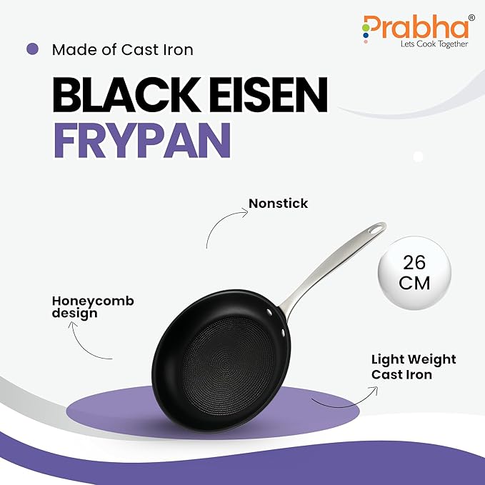 Black Eisen Cast Iron Frypan With Steel Handel