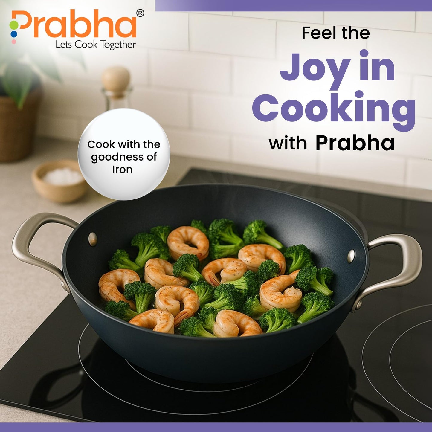 Black Eisen Cast Iron Kadhai With Steel Handel