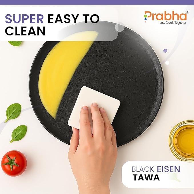 Black Eisen Cast Iron Roti Tawa With Steel Handel