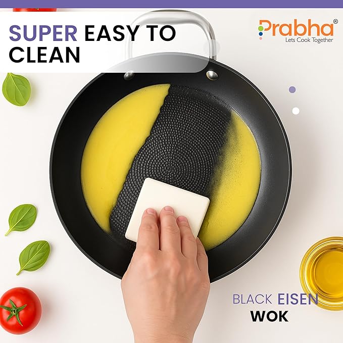 Black Eisen Cast Iron  Wok With Steel Handel