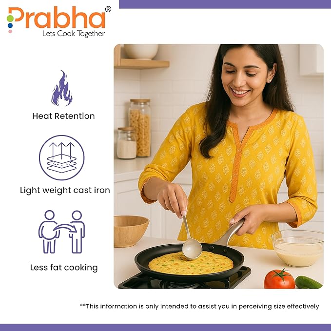 Black Eisen Cast Iron Dosa Tawa With Steel Handel