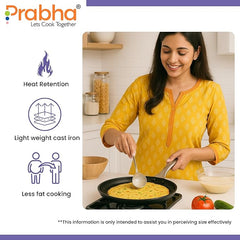 Black Eisen Cast Iron Dosa Tawa With Steel Handel