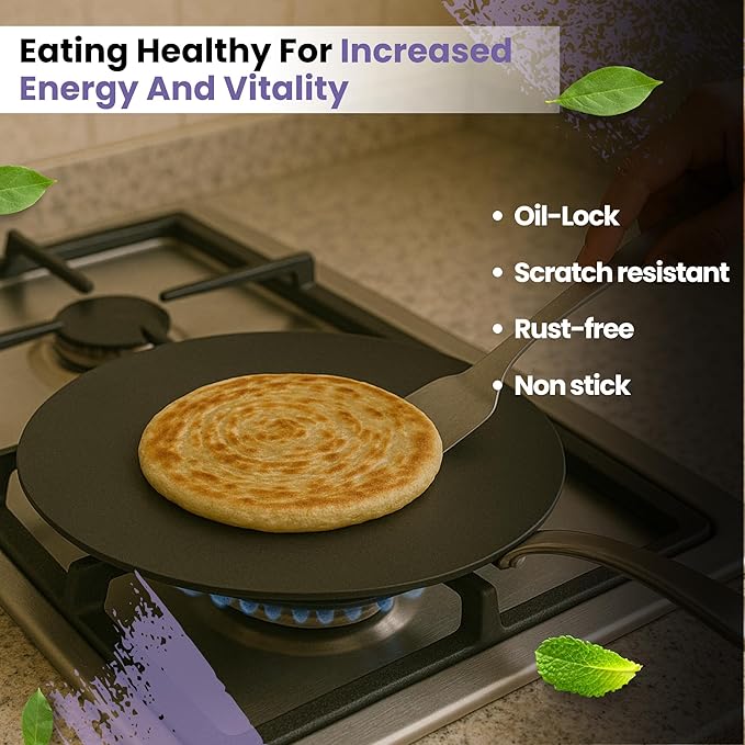 Black Eisen Cast Iron Roti Tawa With Steel Handel
