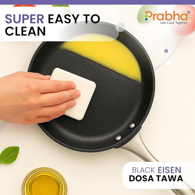 Black Eisen Cast Iron Dosa Tawa With Steel Handel