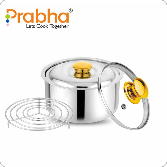 Annapurna Casserole Plain With Steel & Glass Lid