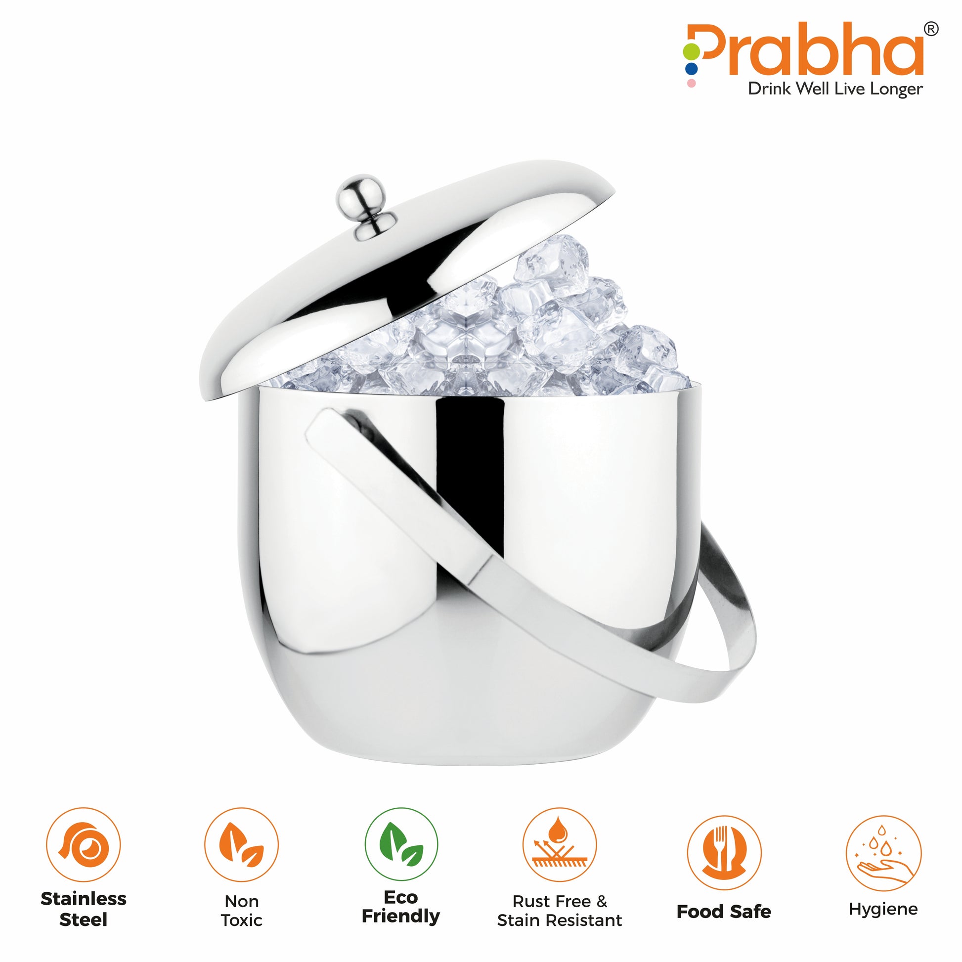 Stainless Steel Apple Ice Bucket with Lid - 1.5 litre