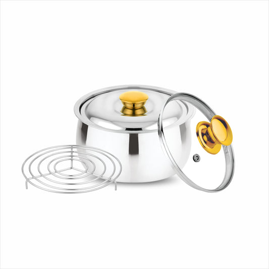 Annapurna Casserole Belly With Steel & Glass Lid