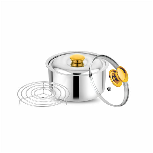 Annapurna Casserole Plain With Steel & Glass Lid