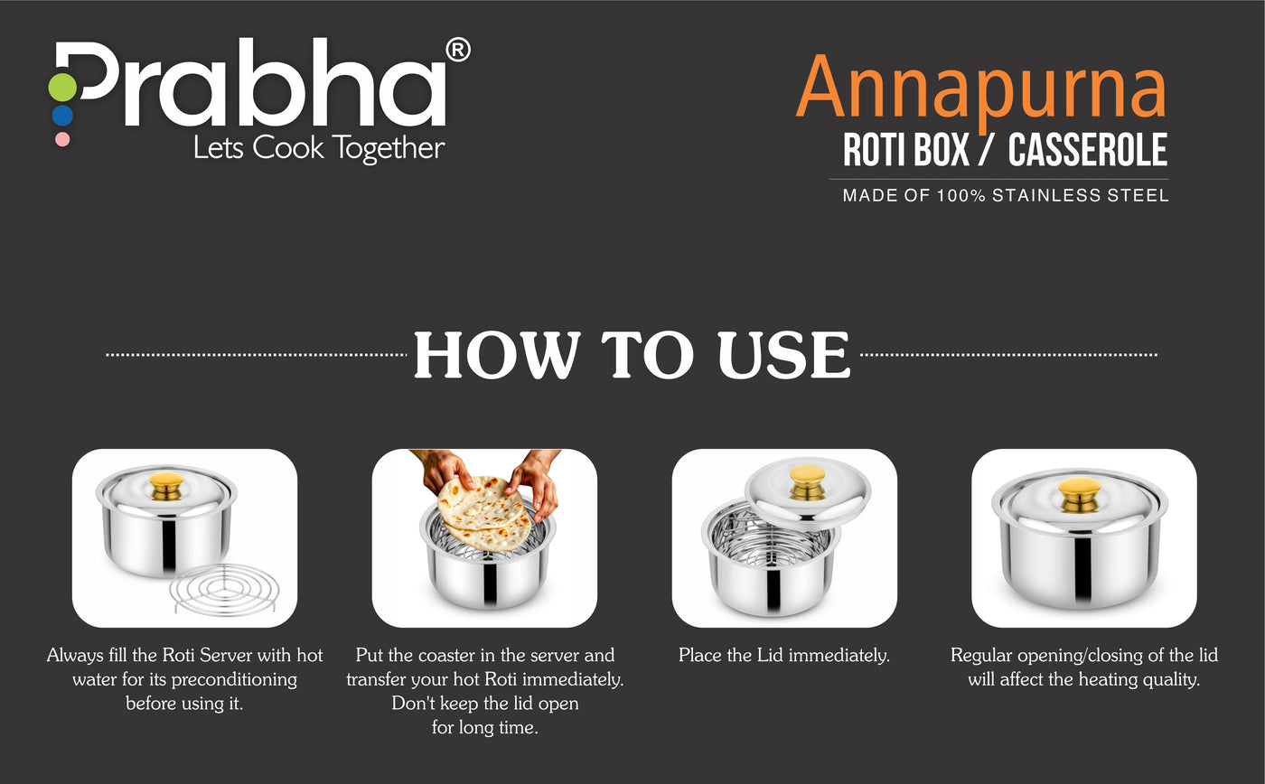 Annapurna Casserole Plain With Steel & Glass Lid