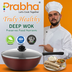 Astrid Nonstick Deep Wok With Glass Lid