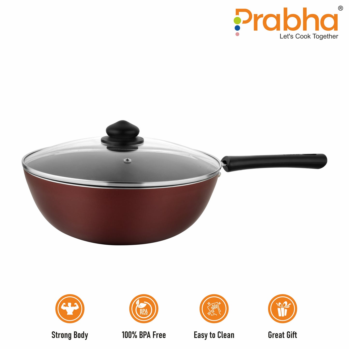 Astrid Nonstick Deep Wok With Glass Lid