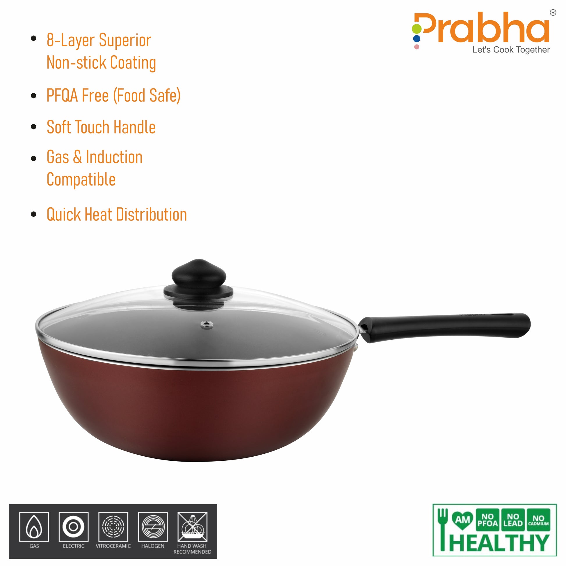 Astrid Nonstick Deep Wok With Glass Lid