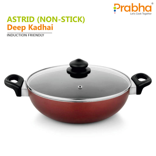 Astrid Nonstick Deep Kadhai With Glass Lid