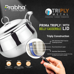 Prima Triply Belly Casserole With Lid