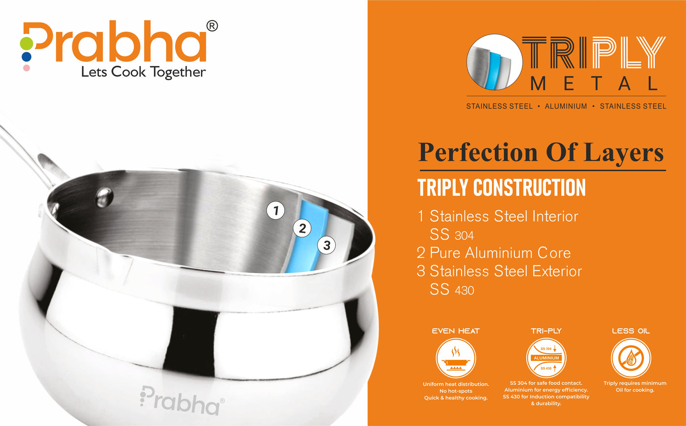Triply Belly Saucepan With Lid