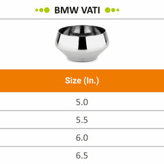 Stainless Steel BMW Vati, Bowl (Katori) Set of 6 Pcs - Prabha