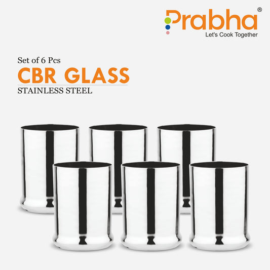Stainless Steel CBR Glass | Unbreakable Water Drinking Glasses Set Of 6 Pieces - Prabha
