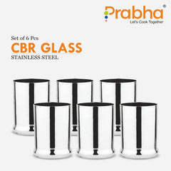 Stainless Steel CBR Glass | Unbreakable Water Drinking Glasses Set Of 6 Pieces - Prabha