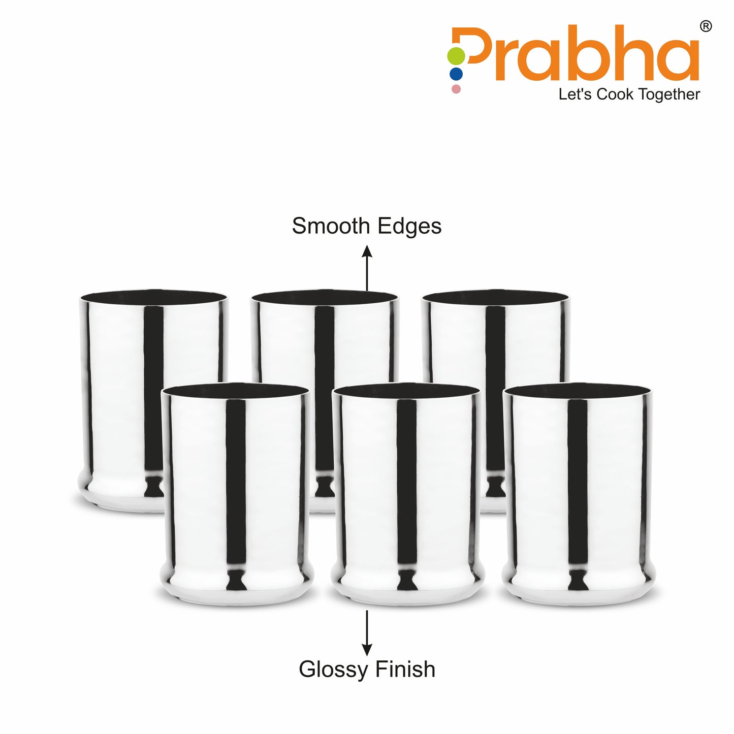 Stainless Steel CBR Glass | Unbreakable Water Drinking Glasses Set Of 6 Pieces - Prabha