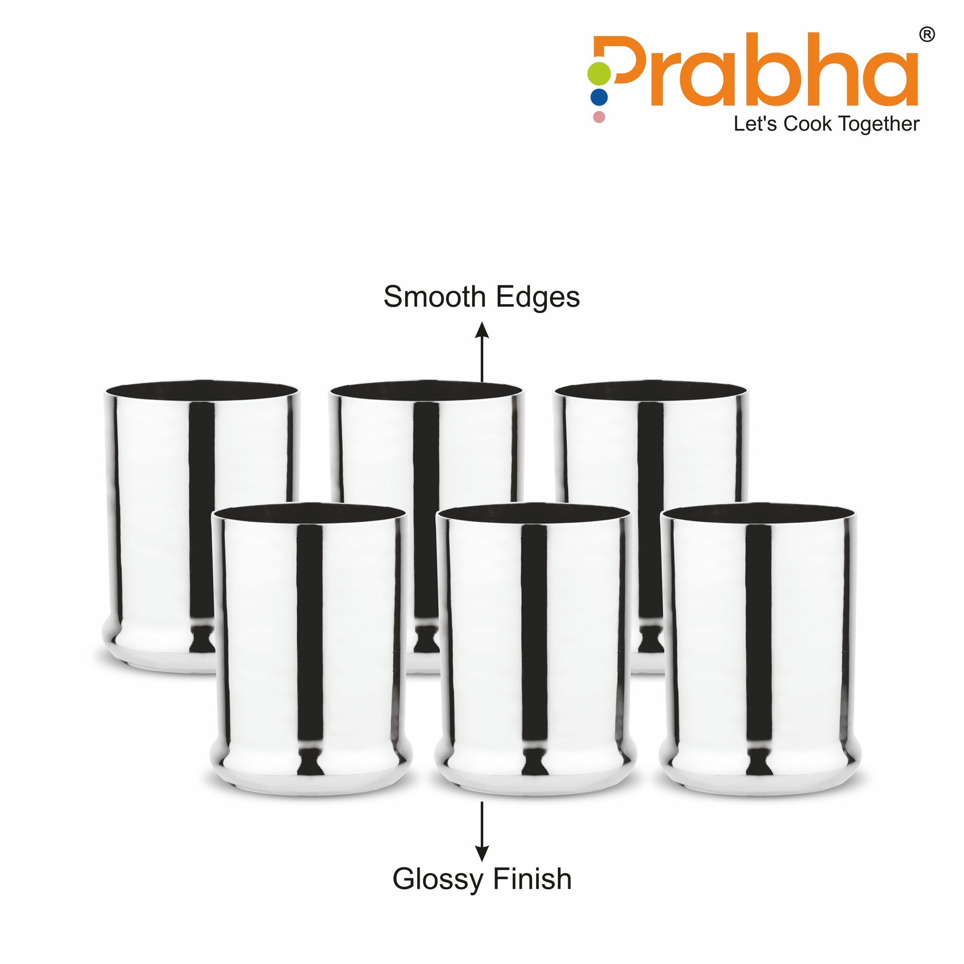 Stainless Steel CBR Glass | Unbreakable Water Drinking Glasses Set Of 6 Pieces - Prabha