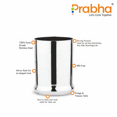 Stainless Steel CBR Glass | Unbreakable Water Drinking Glasses Set Of 6 Pieces - Prabha