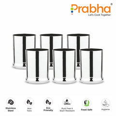 Stainless Steel CBR Glass | Unbreakable Water Drinking Glasses Set Of 6 Pieces - Prabha