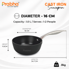 Black Eisen Cast Iron  Saucepan With Steel Handel