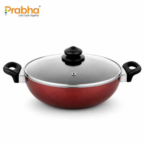 Astrid Nonstick Deep Kadhai With Glass Lid