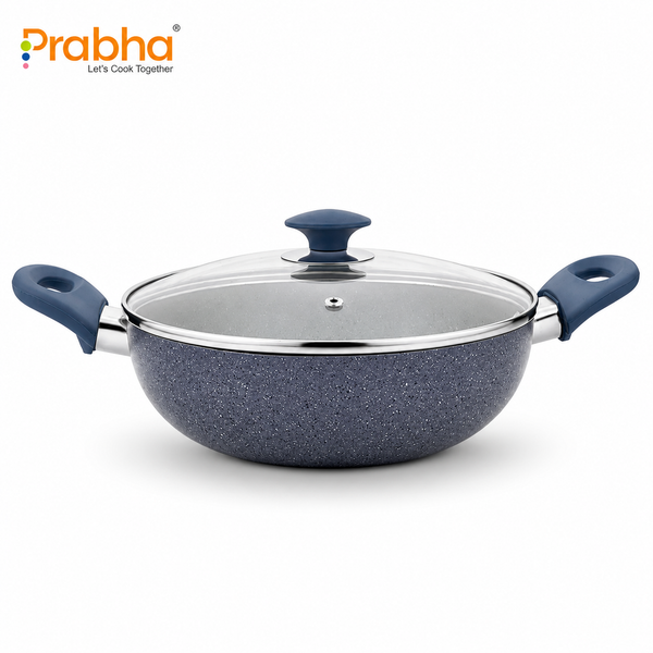 Stella Nonstick Deep Kadhai With Glass Lid
