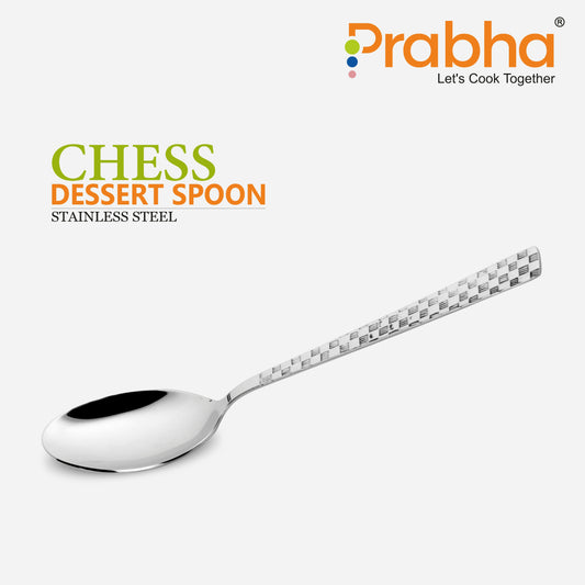 Stainless Steel Chess Dessert Spoon Set - Easy to Use, Dishwasher Safe