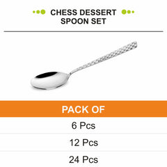 Stainless Steel Chess Dessert Spoon Set - Easy to Use, Dishwasher Safe