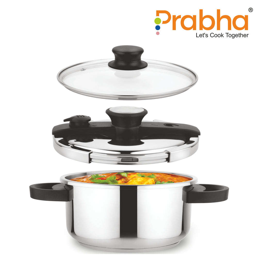 Stainless Steel Clip On Pressure Cooker With Outer Lid