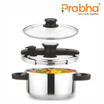गैलरी व्यूवर में इमेज लोड करें, Stainless Steel Clip On Pressure Cooker With Outer Lid