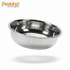 Prabha 30cm Stainless Steel Colander with Handle | Multipurpose Kitchen Strainer for Rice, Fruits & Vegetables
