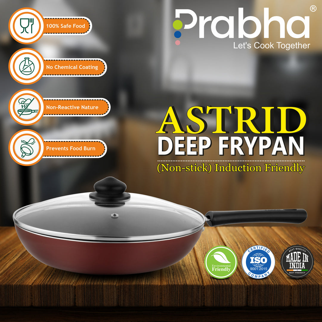 Astrid Nonstick Deep Frypan With Glass Lid
