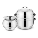 Load image into Gallery viewer, DOUBLE DELIGHT COOK N SERVE POT - 1.5KG