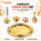 Premium Stainless Steel PVD Gold Divinity Puja Thali Set – For Home & Office Temple