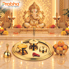 Premium Stainless Steel PVD Gold Divinity Puja Thali Set – For Home & Office Temple