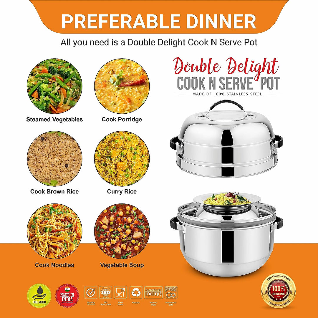 Double Delight Cook N Serve Pot - Thermal Rice Cooker