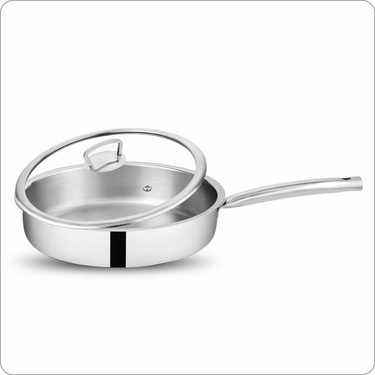 Elante Triply Deep Frypan With Glass Lid