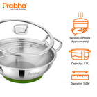 Elante Tri-Ply Kadhai With Glass Lid | With Oil Drainer