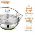 Elante Tri-Ply Kadhai With Glass Lid | With Oil Drainer