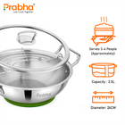 Elante Tri-Ply Kadhai With Glass Lid | With Oil Drainer