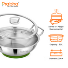 Elante Tri-Ply Kadhai With Glass Lid | With Oil Drainer