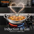Elante Tri-Ply Kadhai With Glass Lid | With Oil Drainer