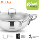 Elante Tri-Ply Kadhai With Glass Lid | With Oil Drainer