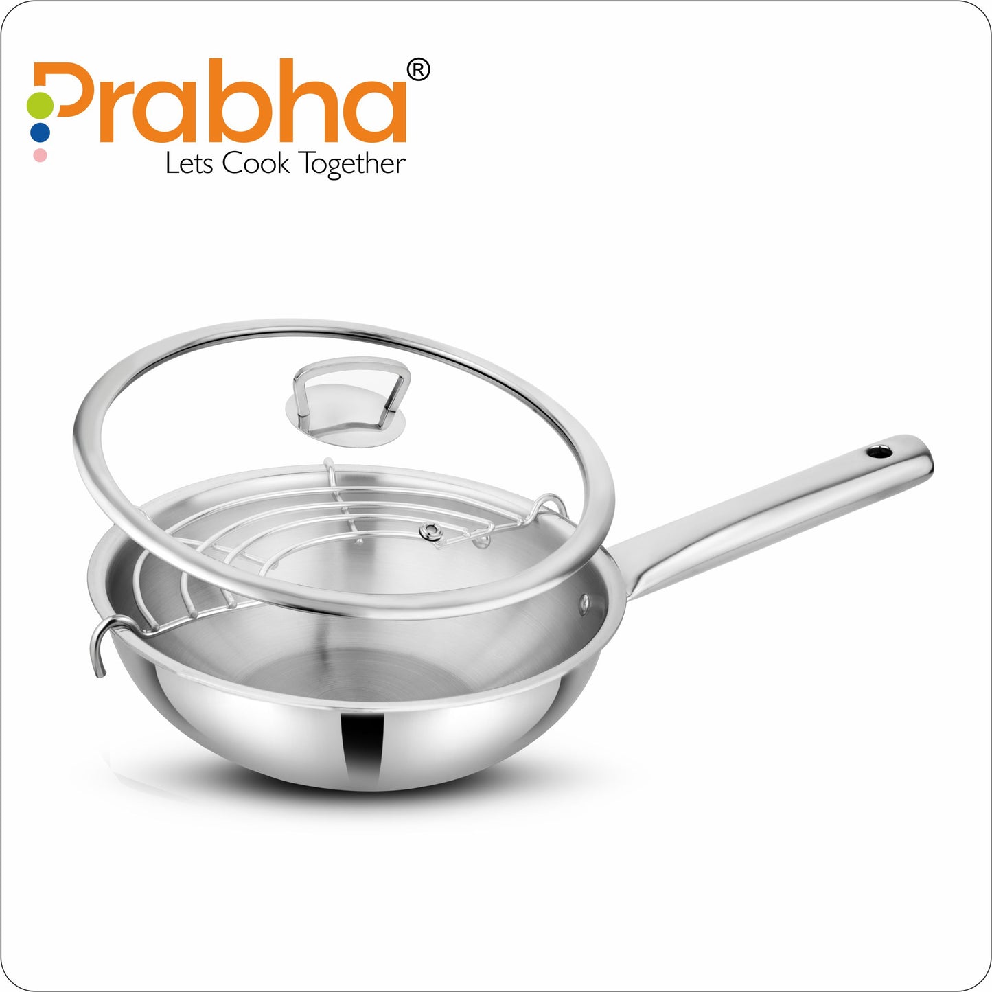 Elante Triply Wok With Glass Lid