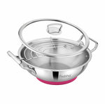 गैलरी व्यूवर में इमेज लोड करें, Stainless Steel Tri-Ply Elante Kadhai With Glass Lid

